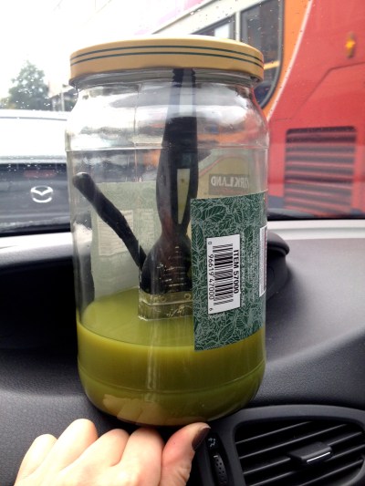 Cleaning paint brushes in old glass jars Moregeous