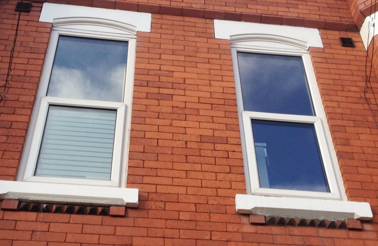 Brume decorative window film striped as seen from outside