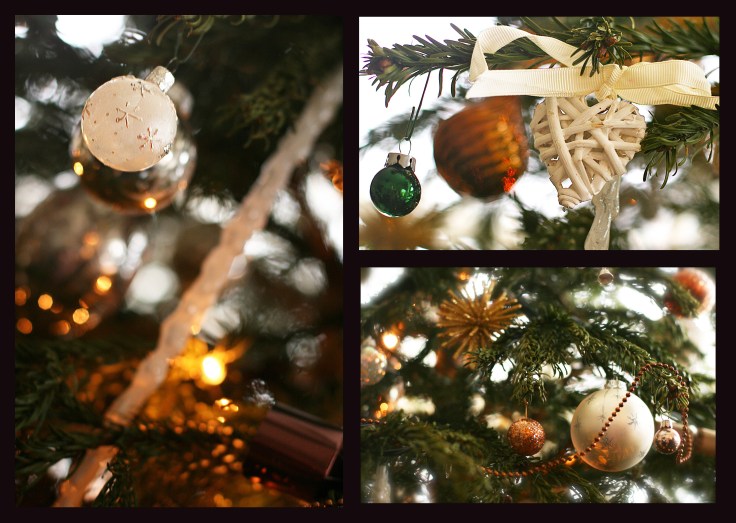 Christmas 2012 : Bronze, white and silver tree decorations