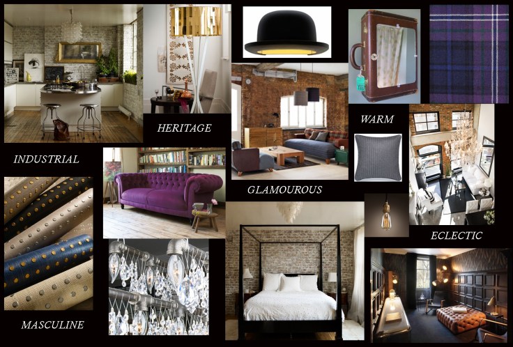Project Rivet interior design initial moodboard