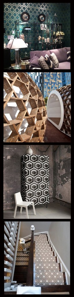 Interior design using hexagons and honeycombs