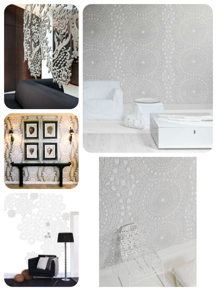 Interior design Lace wallpaper and designs