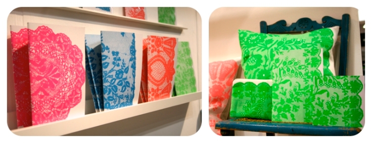 Neon lace homeware by Annie Little