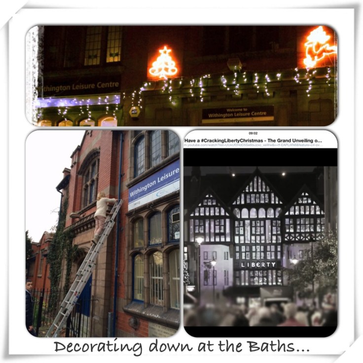 Christmas lights at Withington Baths