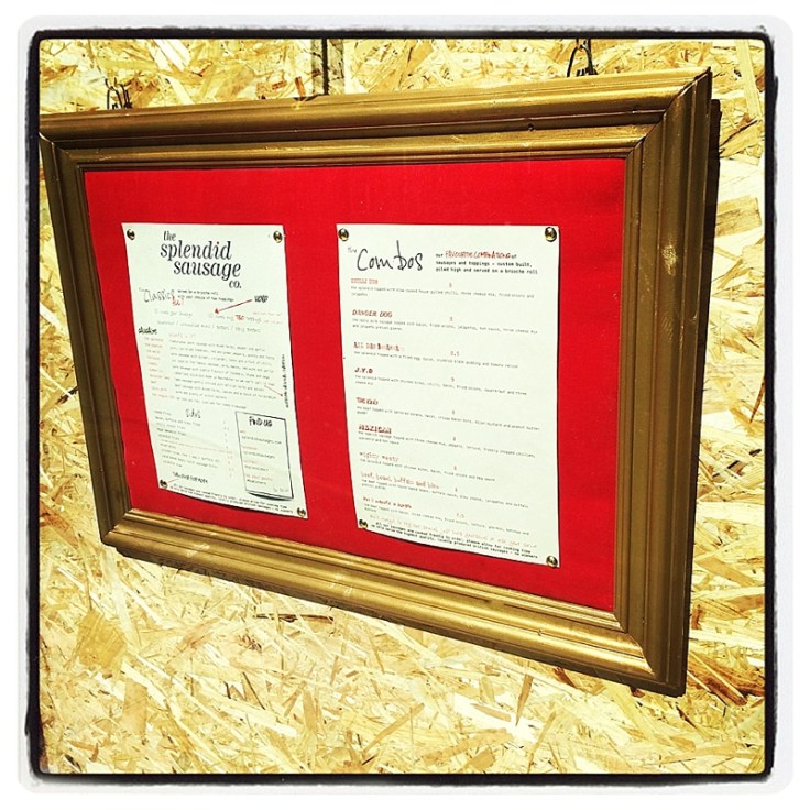 Padded restaurant menu board in red and gold 
