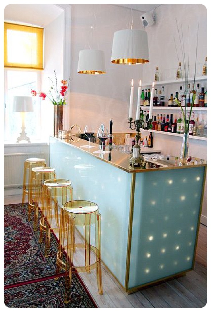 Bright colourful home bar