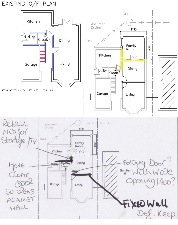 Ground floor extension and knock through diagram