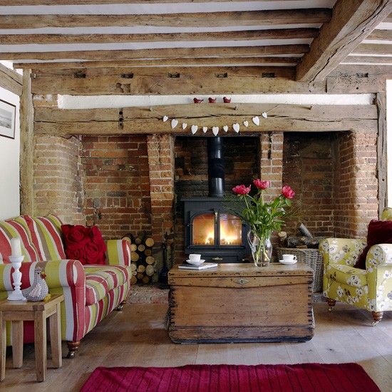 Country cottage look using exposed brick