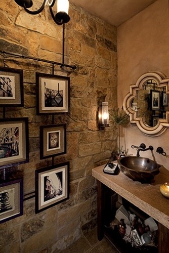 Tuscan Powder Room on HomeDesignLover.com