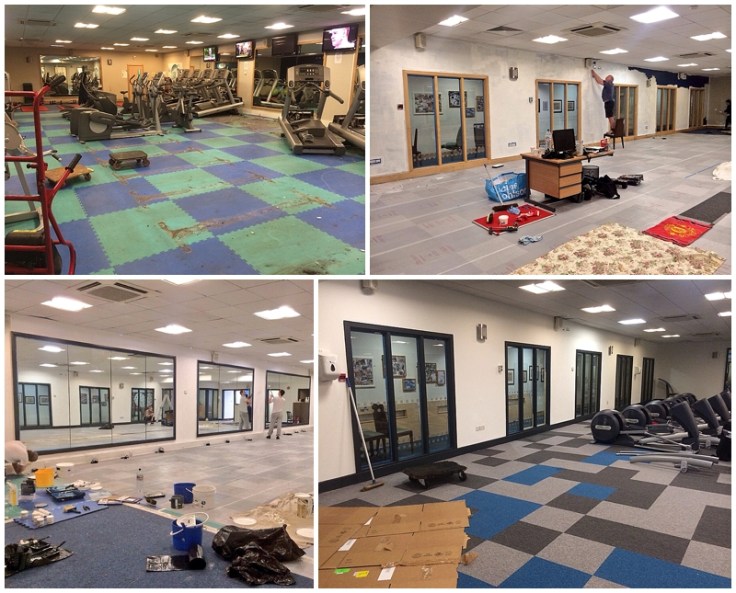 Pixelated carpet tile flooring Withjington Baths by Moregeous Design