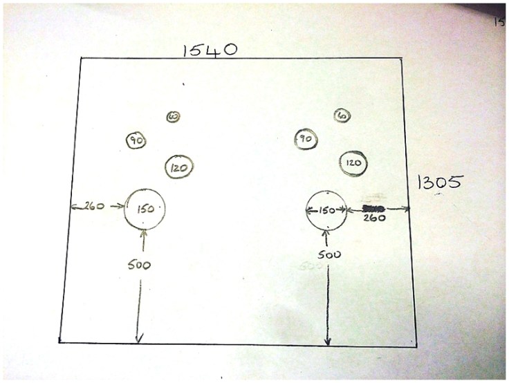 Design for glass panes with holes cut out as bubbles