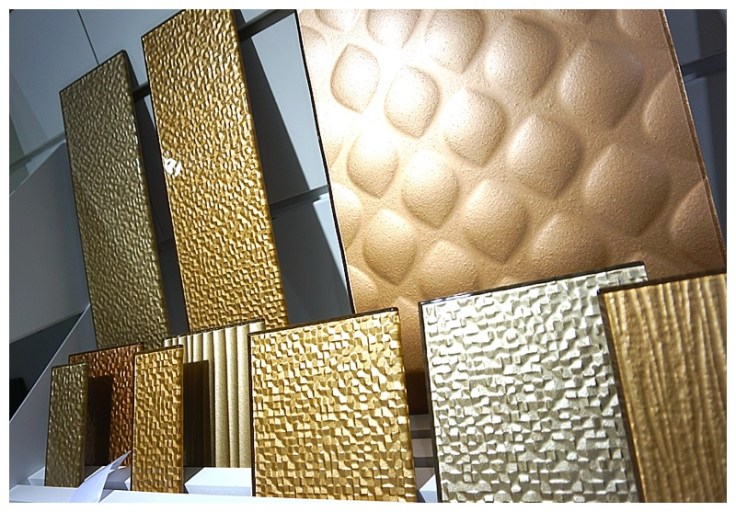 Copper and gold glass tiles