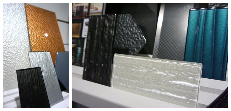 Metallic glass tiles copper &amp; white