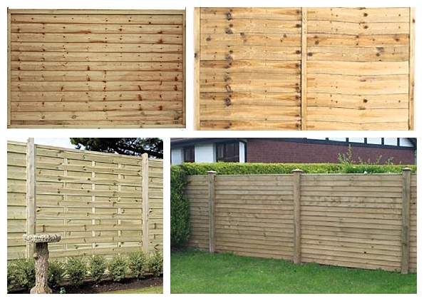 Simple horizontal slat fence panels