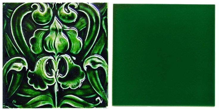 Emerald green fireplace tiles