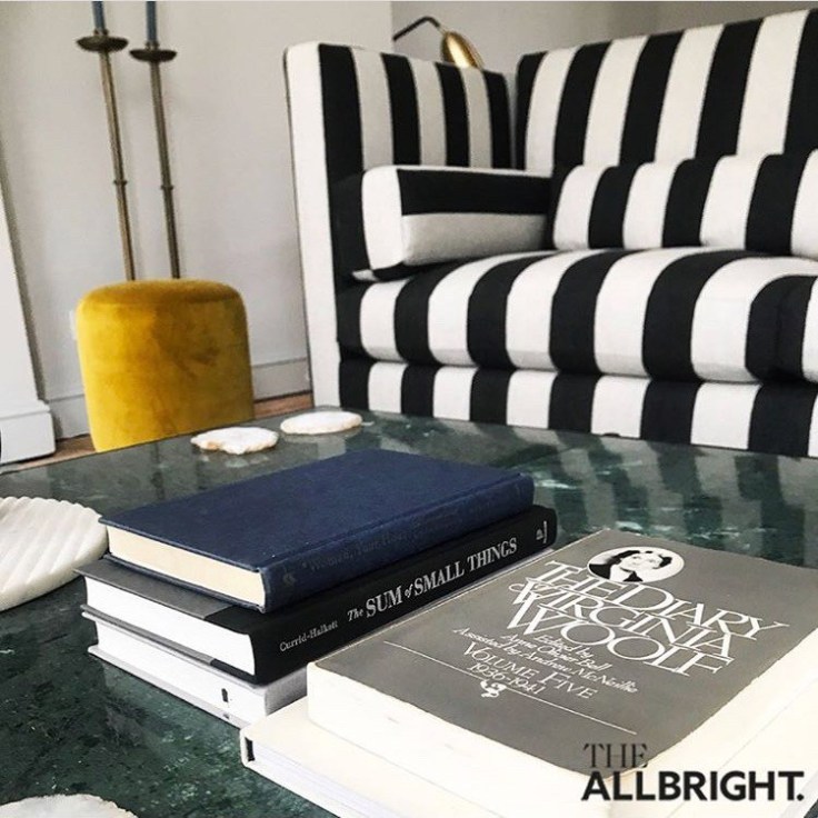 Black & White striped sofa at All Bright