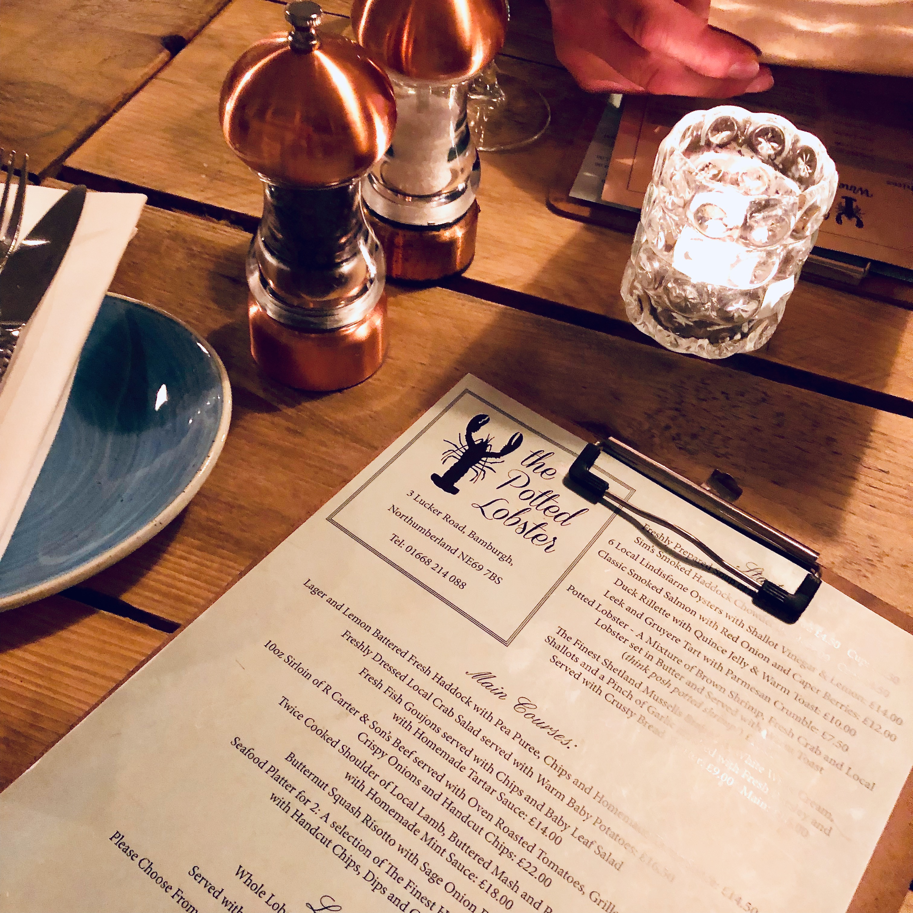 Menu Potted Lobster Bamburgh